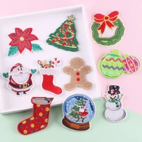 customizable wholesale computer emboridery label christmas sequined snowman down jacket repair patch sticker