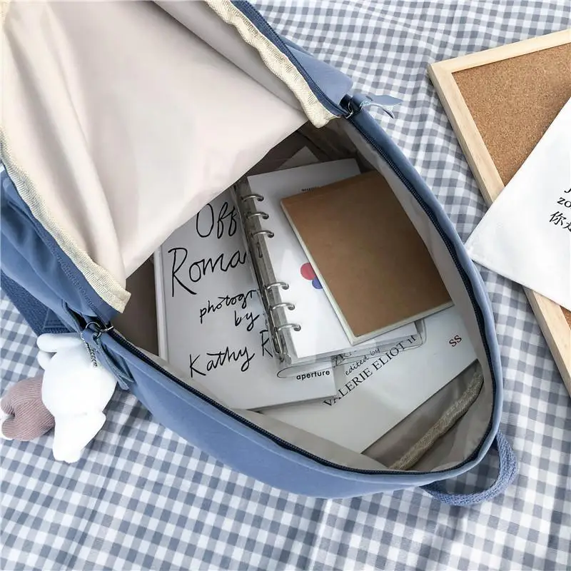 

2021 New Japanese Women Backpack Female Solid Color Travel Bag Nylon Schoolbag For Teenage Girls Lovely Daily Backpack Mochila