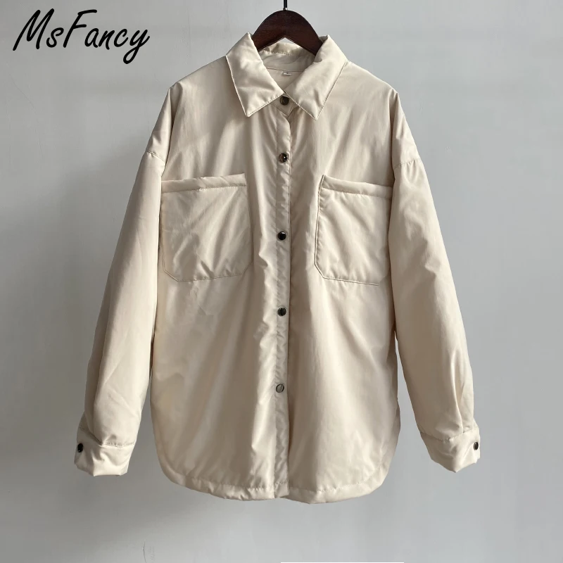 Женская Стеганая куртка Msfancy однобортная Свободная куртка-бомбер в Корейском
