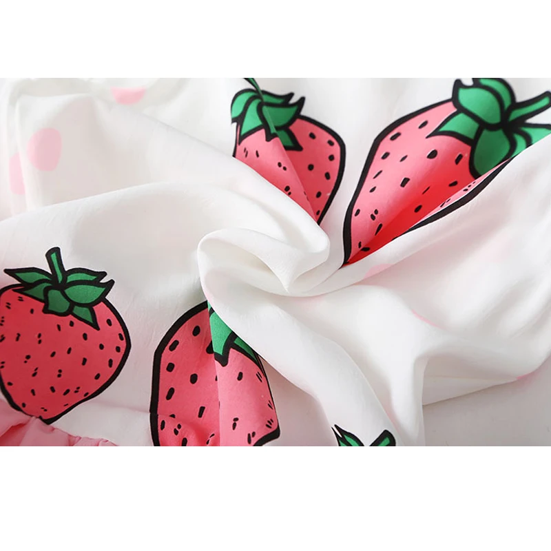 

Flofallzique Sleeveless Strawberry Cute Girl Dress With Lotus Leaf Hem Comfortable Baby Clothes For Outdoor Activities Leisure