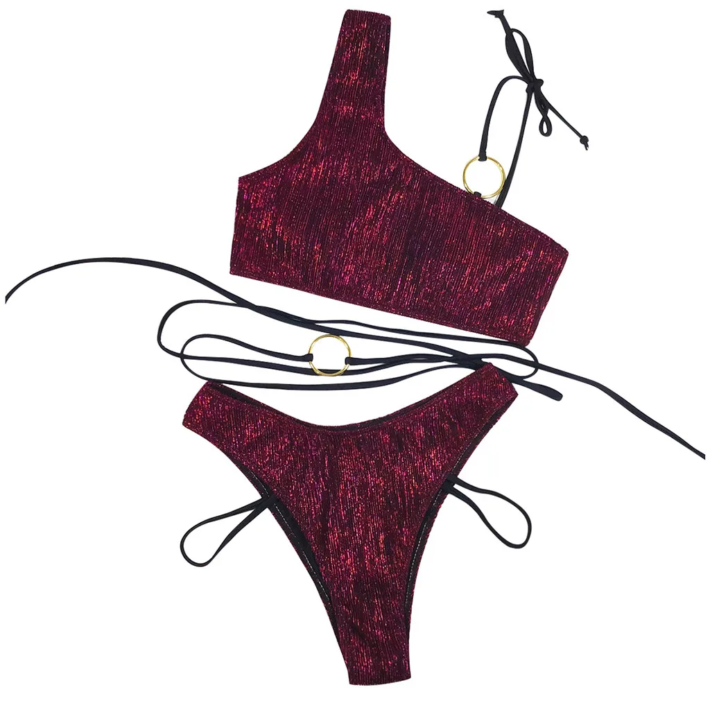 Модный комплект бикини SAGACE на одно плечо с кольцом женский летний раздельный