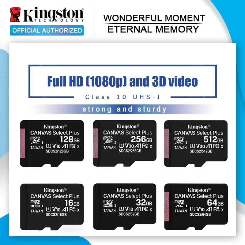 Kingston Карта памяти Micro sd класс 10 128 ГБ 64 32 16 ГБ|Карты памяти| |
