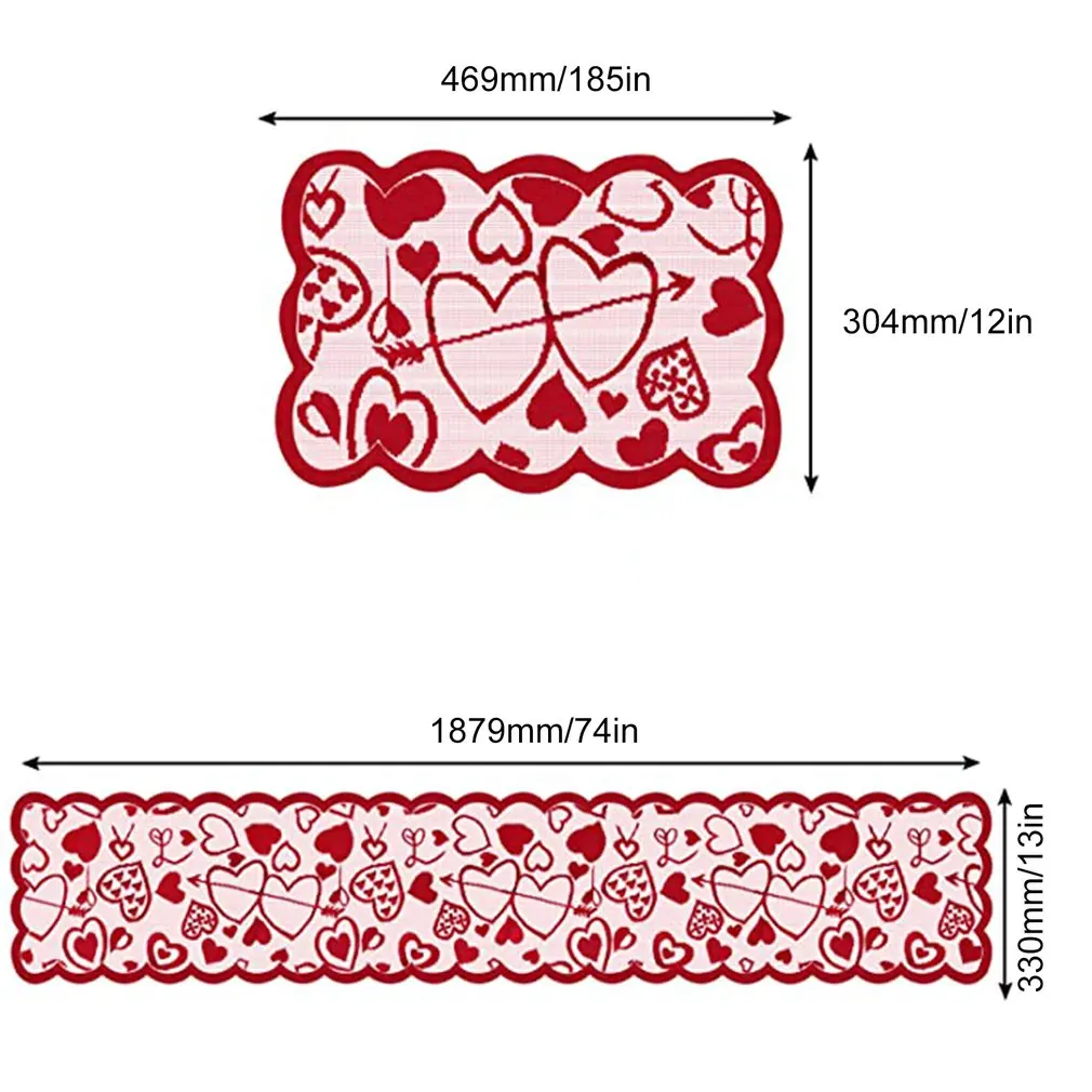 

Heart Pattern Table Runner Table Napkin Placemat Valentine's Day Supplies Table Decoration Dinner Supplies