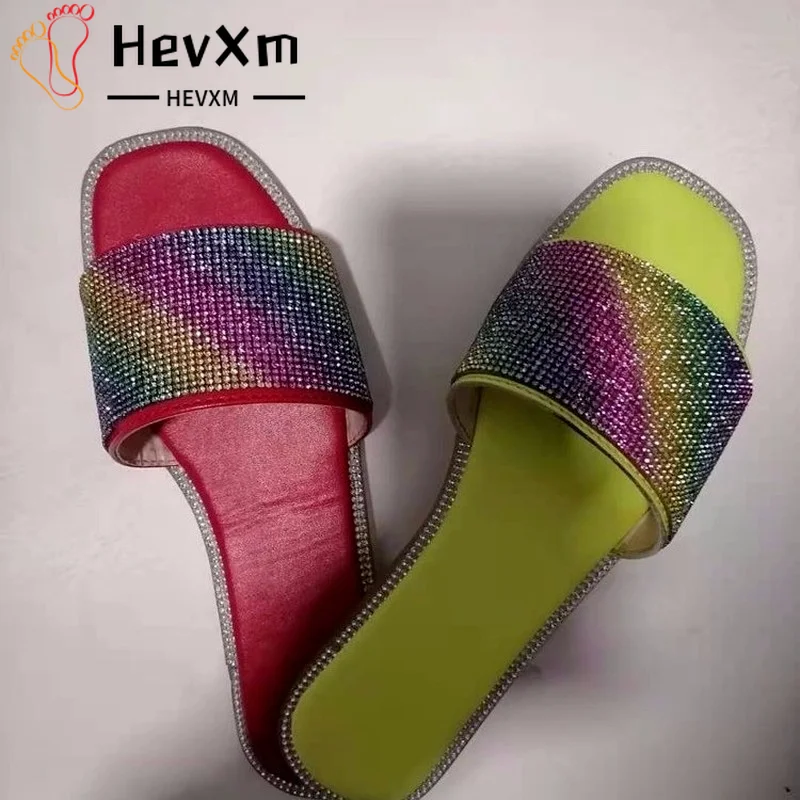 

Glitter Slippers Women Summer Sandals 2021 Fashion Female Candy Color Flip Flops Beach Diamond Flat Shoes Zapatillas Mujer