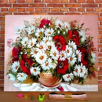 flowers printed water soluble canvas 11ct cross stitch embroidery full kit dmc threads handicraft handmade craft work gift