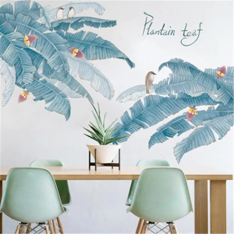 Скандинавский стиль банановый лист Настенная Наклейка для гостиной домашний