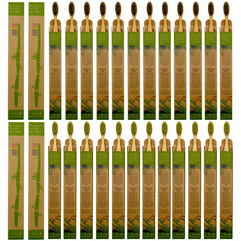 24 шт. Бамбуковая зубная щетка DYCROL Экологически чистая деревянная активированный