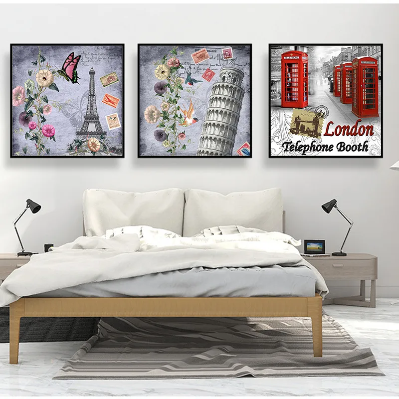 Статуя Свободы и колоссея пейзаж Парижская башня фотография стены гостиная