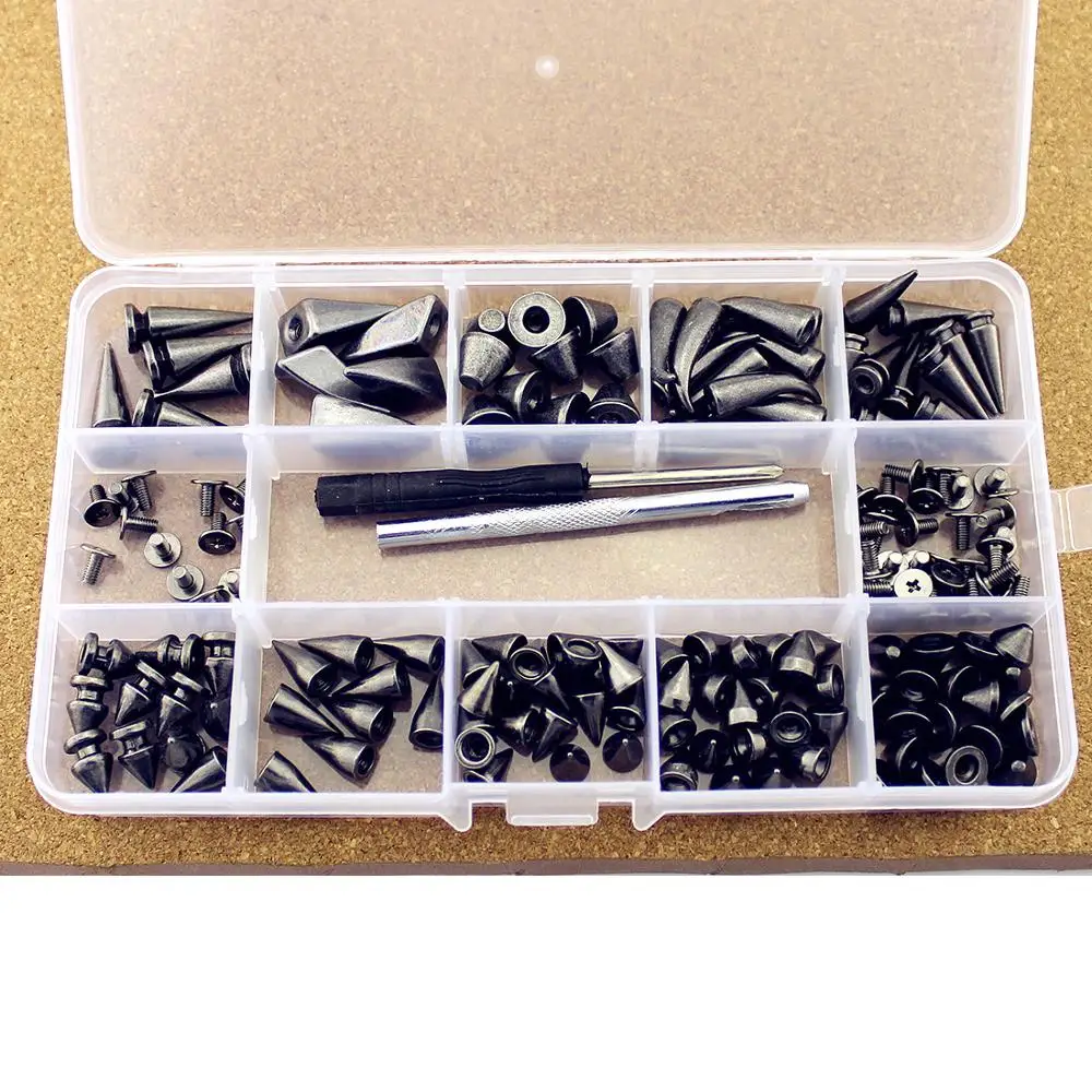 Смешанные Шипы и заклепки для одежды 120 шт. черно-металлические шипы