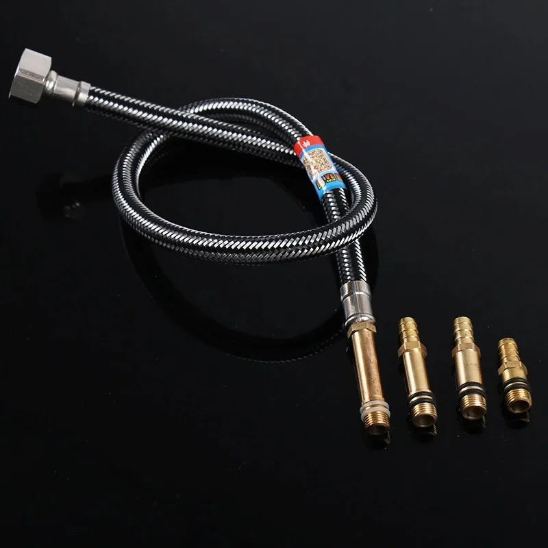Explosion-proof hose metal bathroom braided high pressure single head black wire hot and cold toilet connect | Обустройство дома