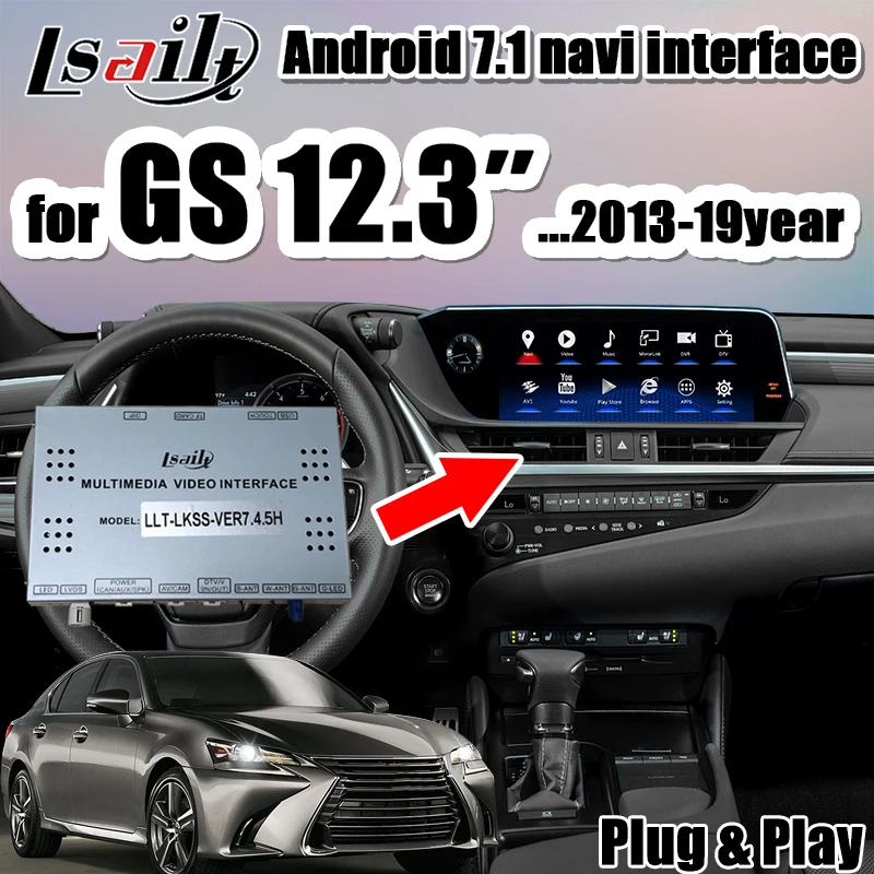 Android 7,1 аудио видео интерфейс gps навигационная коробка для Lexus GS200t GS450h. 2013-19 поддержка carplay, android Авто по Lsailt