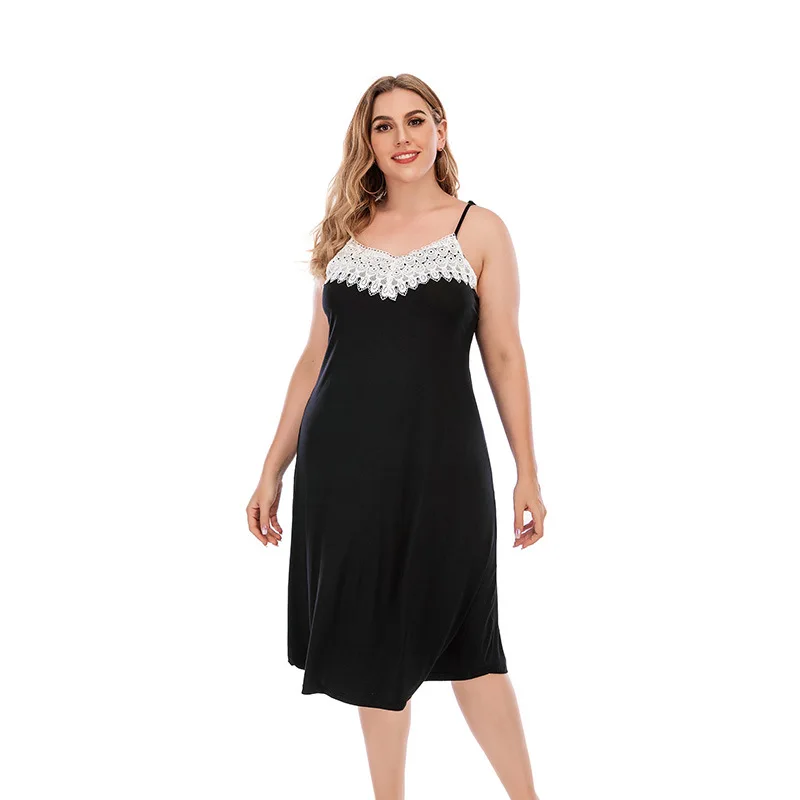 

plus size women dress spring and summer can take black dress sexy long halter dress inside dress