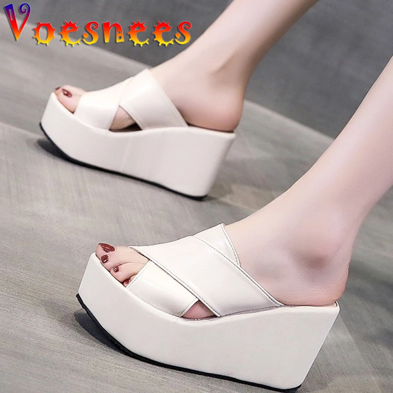 

Summer New Platfrom Slippers Sweet Fairy Style Simple All-Match Heels Peep Toe Wedges Women Shoes Sexy Party High Heels Sandals