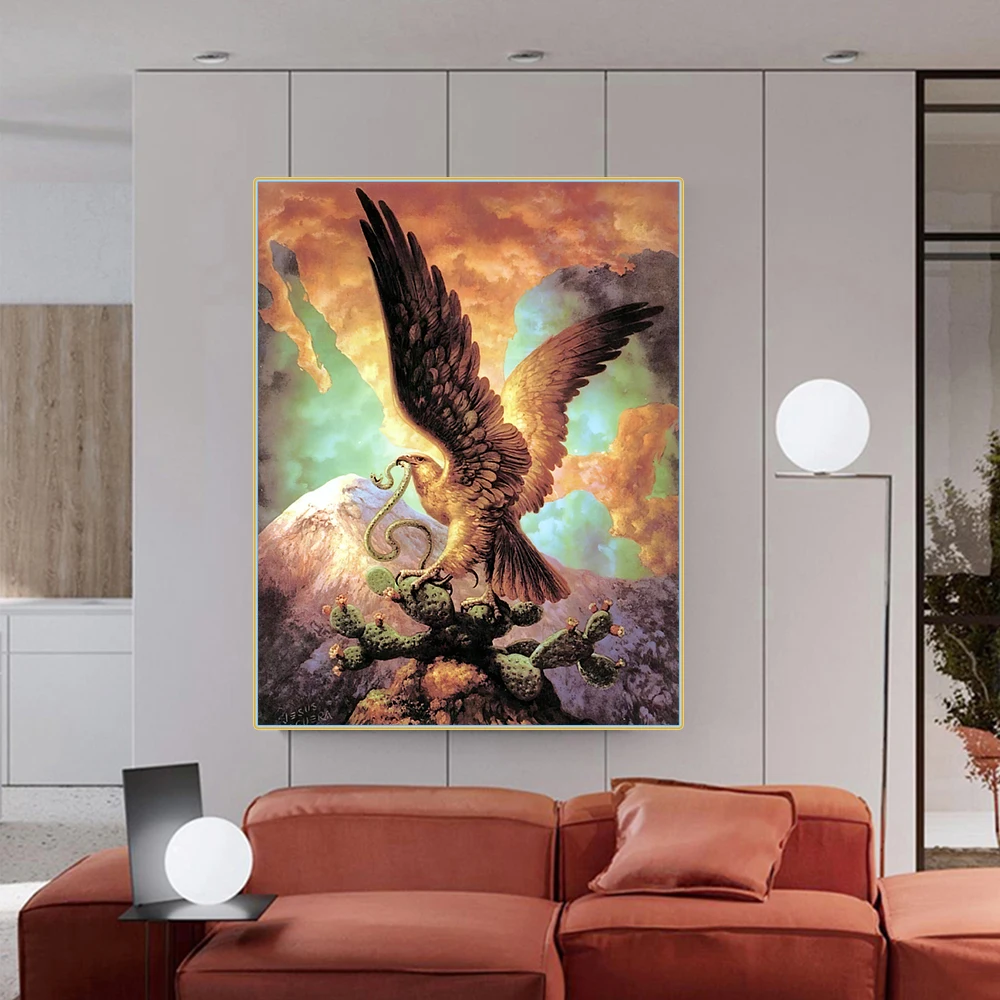 Citon Jesus Helguera《Eagle and snake》Canvas Oil Painting World Famous Artwork Poster Picture Wall Decor Modern Home Decoration | Дом и сад