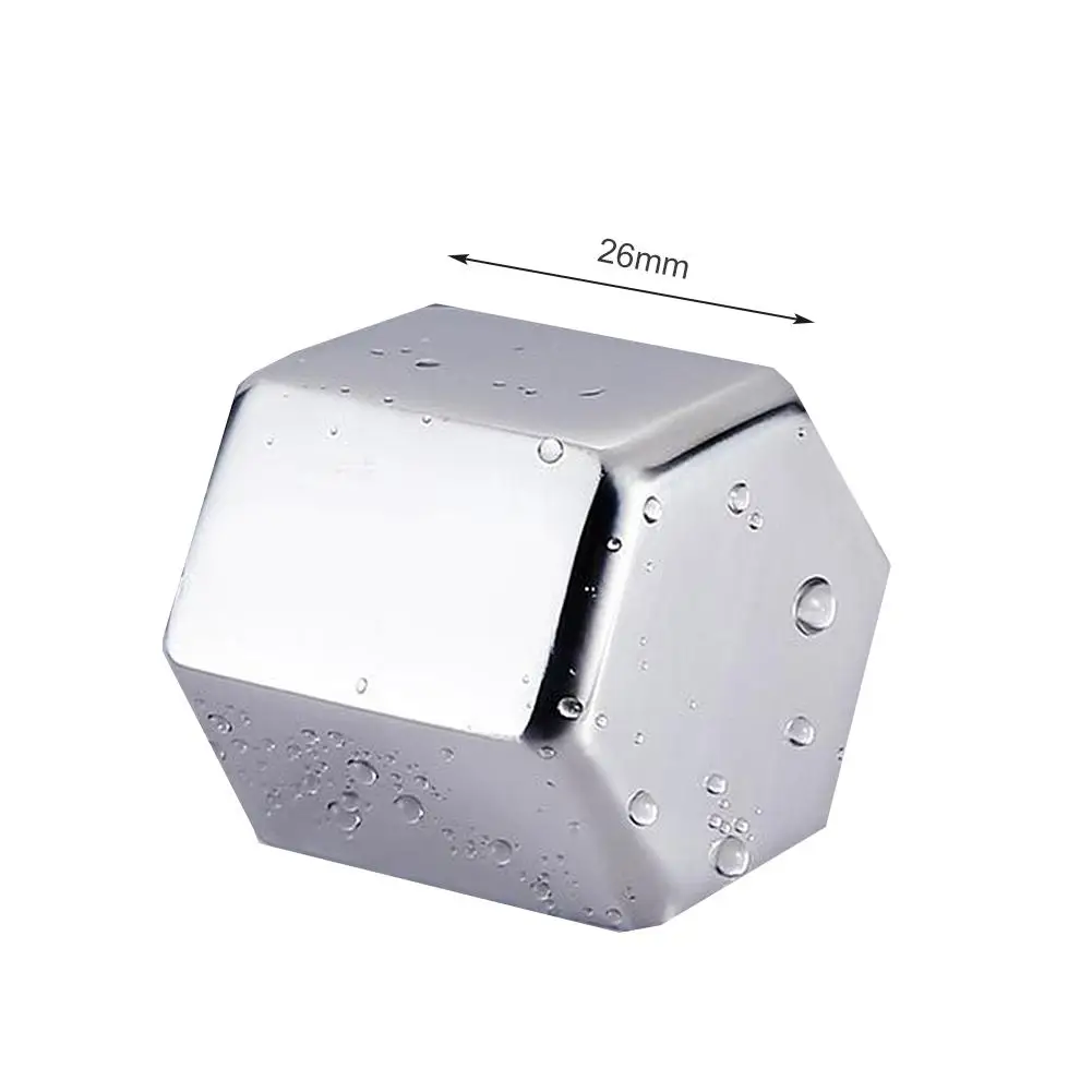 

4Pcs Stainless Steel Hexagonal Ice Cubes Whiskey Wine Beer Drink Chilling Stones