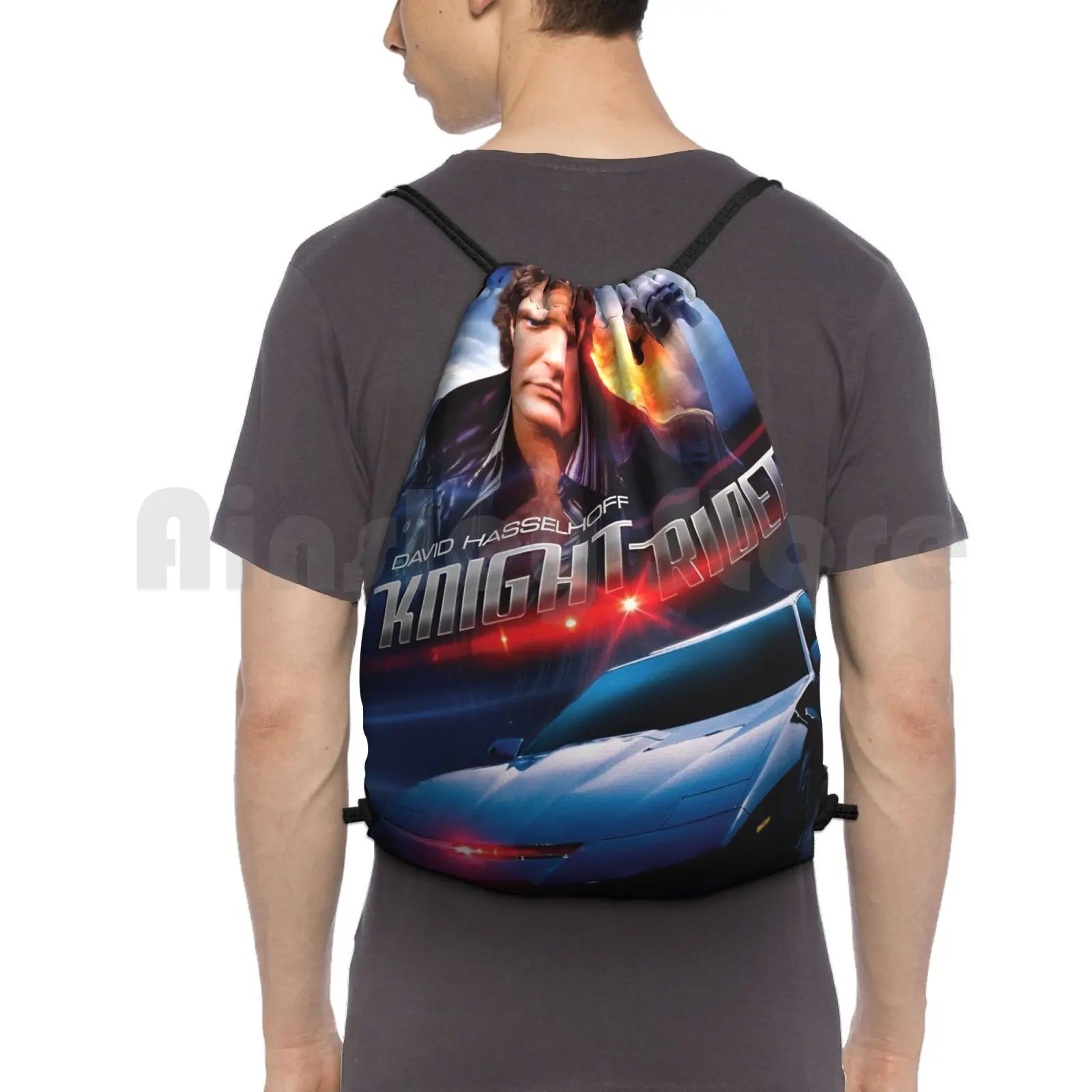 Knight Rider-Hasselhoff Backpack Drawstring Bag Riding Climbing Gym Bag  Baywatch Man Sexy Hot Black 90S 90S Icon Celebrity