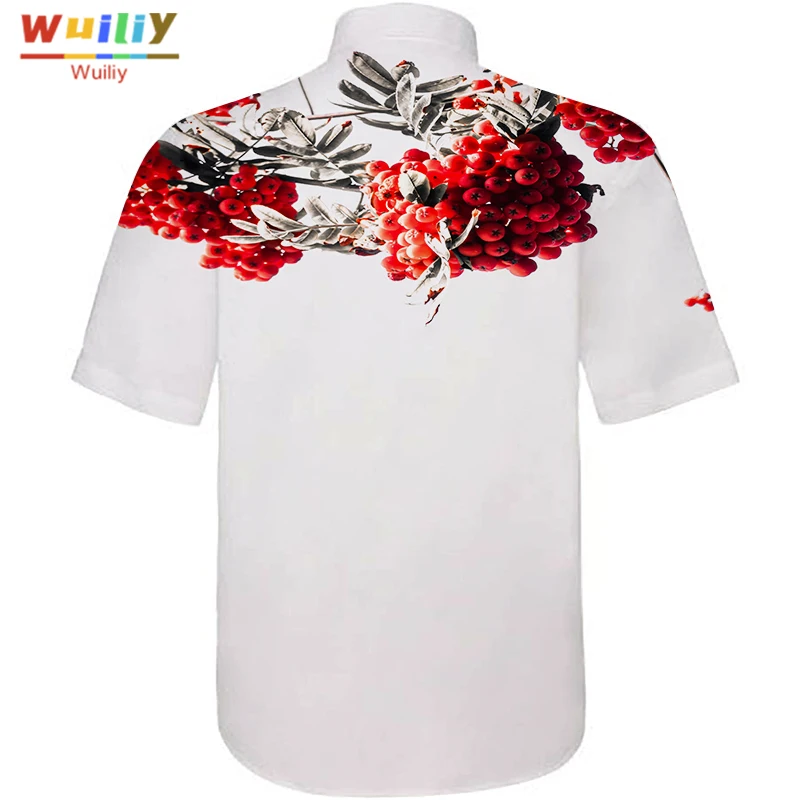 

Graphic Plants Button Down Shirts For Men Novelty Beach 3D Pattern Summer Hawaiian Tops Fashion Shirt