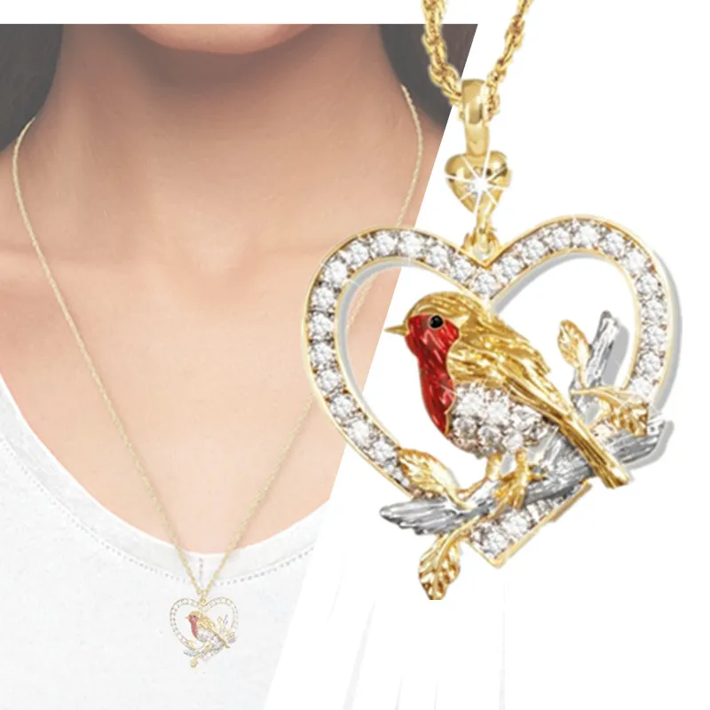 

Lovely Unique Girl Women Animal Alloy Crystal Heart-shaped Necklace Clavicle Pendant