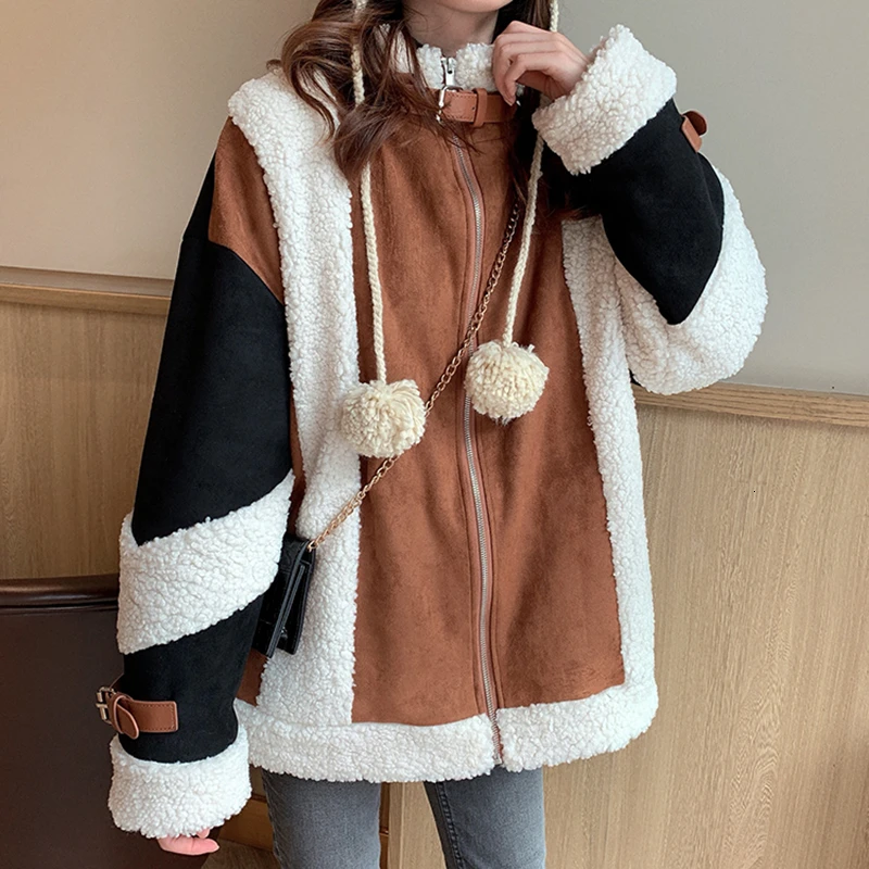 CHICEVER лоскутное хит цвет твид Женское пальто воротник с лацканами длинный рукав