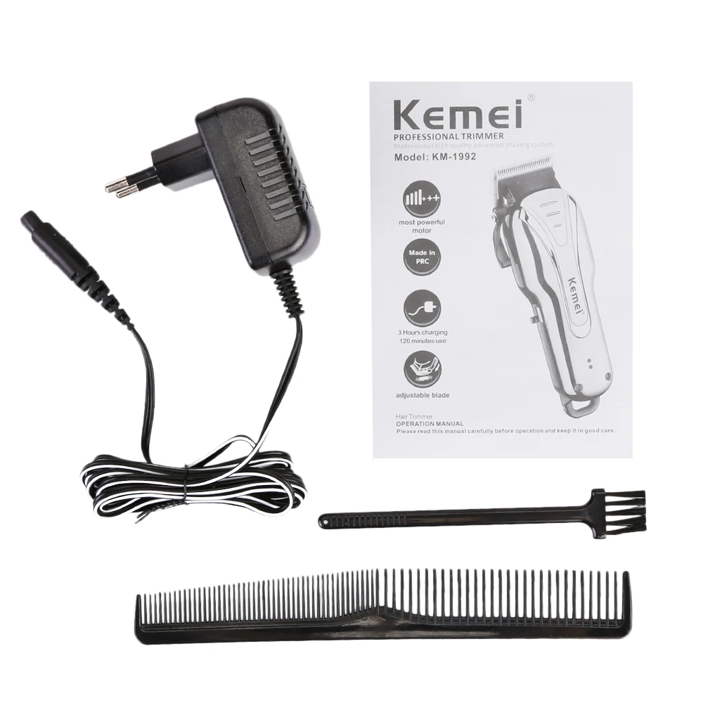 

Kemei-1992 Powerful Electric Clipper Rechargeable Hair Trimmer Low Noise Hair Clipper Wireless Trimmer Pet Hair Cutting Machine