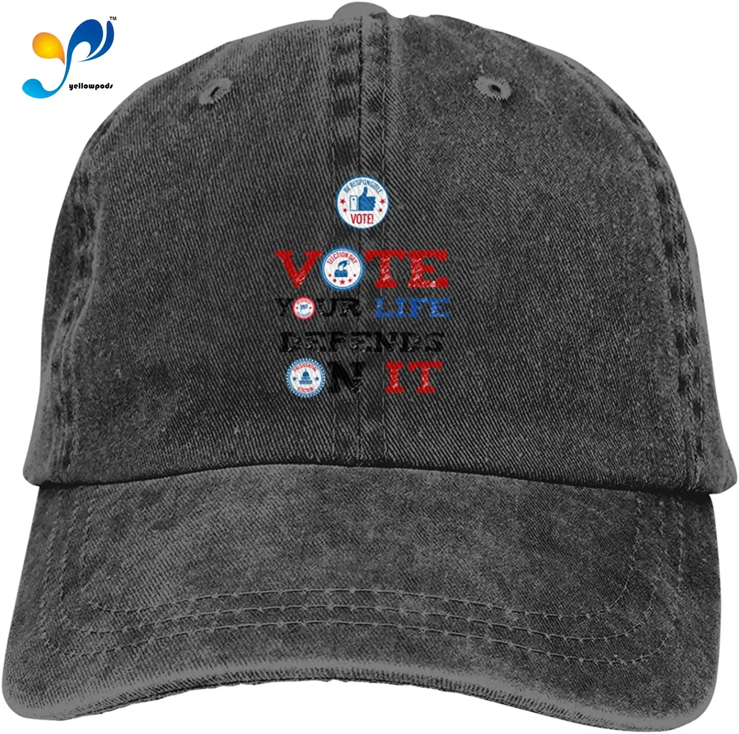 

Vote Your Life Depends On It Baseball Caps Cotton Dad Hat Adjustable Sandwich Hat,Black