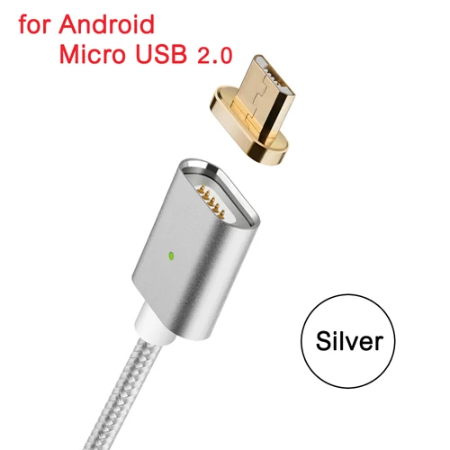 Silver Micro Cable CANDYEIC Android Магнитный Micro USB кабель для Xiaomi 4 Redmi 5 4x 4a 3 Зарядка, магнитный кабель для Redmi Note 5 pro 4x4 Зарядка - Цвет: Silver Micro Cable