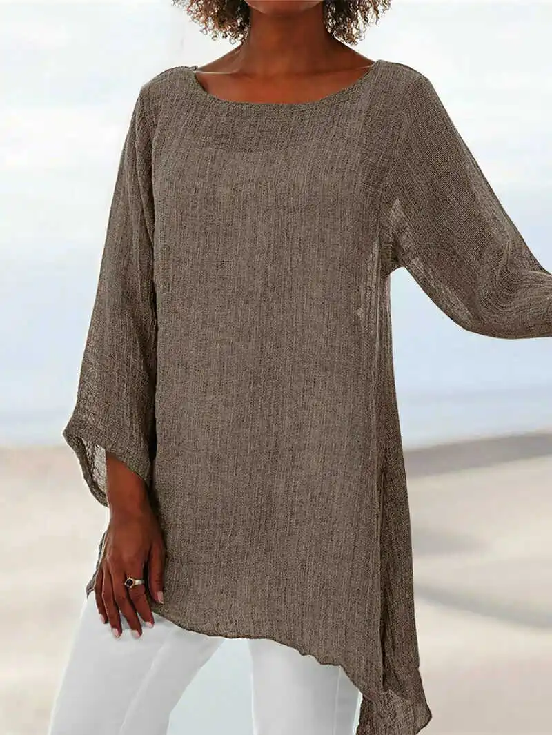 

Ladies Casual Tunic Kaftan Size Linen Women Long Shirt Tops Sleeve Baggy Plus Size S-5XL