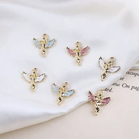 10pcs 1619mm angel enamel charms pendant cute gold color metal earrings finding fit diy bracelet jewelry make accessories gifts