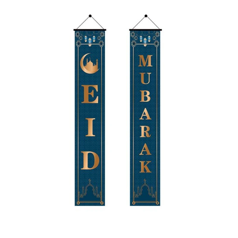 

Ramadan Mubarak Door Curtain Couplet Outdoor Banner Flag for Muslim Eid Mubarak Party Decor Festival Celebration Decor
