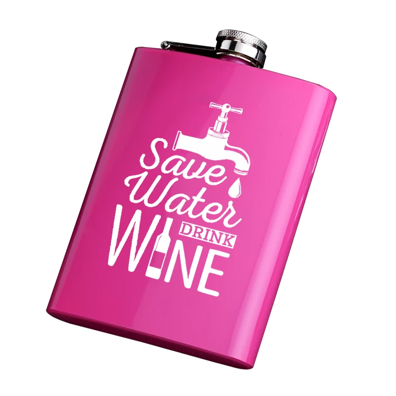 Фляга из нержавеющей стали 8 унций розово красная|Плоские фляги| |