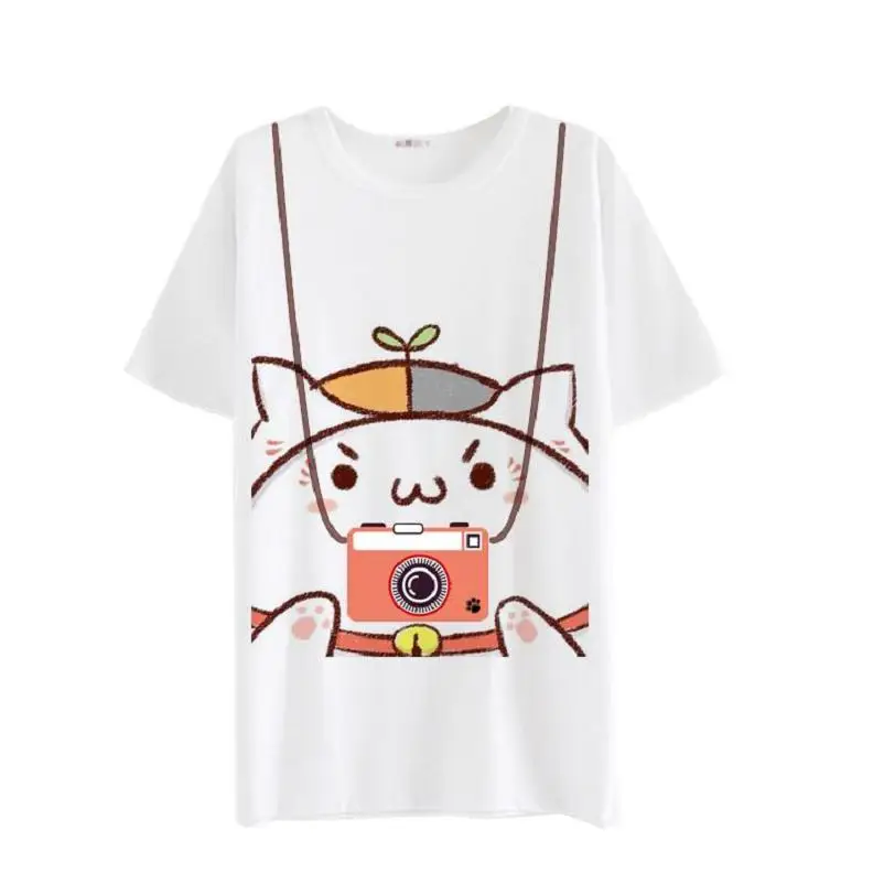 

Футболка из чистого хлопка с принтом Нацумэ Yuujinchou, футболка с принтом, футболка с мультяшным принтом Нацумэ юцзиньчоу, свободная футболка, ф...