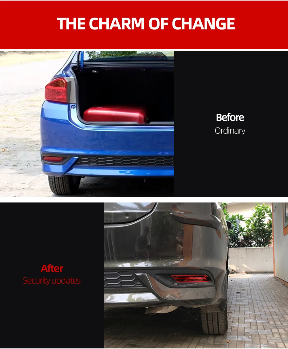Автомобильная проблесковая 2 шт. для Honda City светодиодный DRL задний бампер светильник противотуманный фонарь стоп-сигнал отражатель Туман Предупреждение лампа