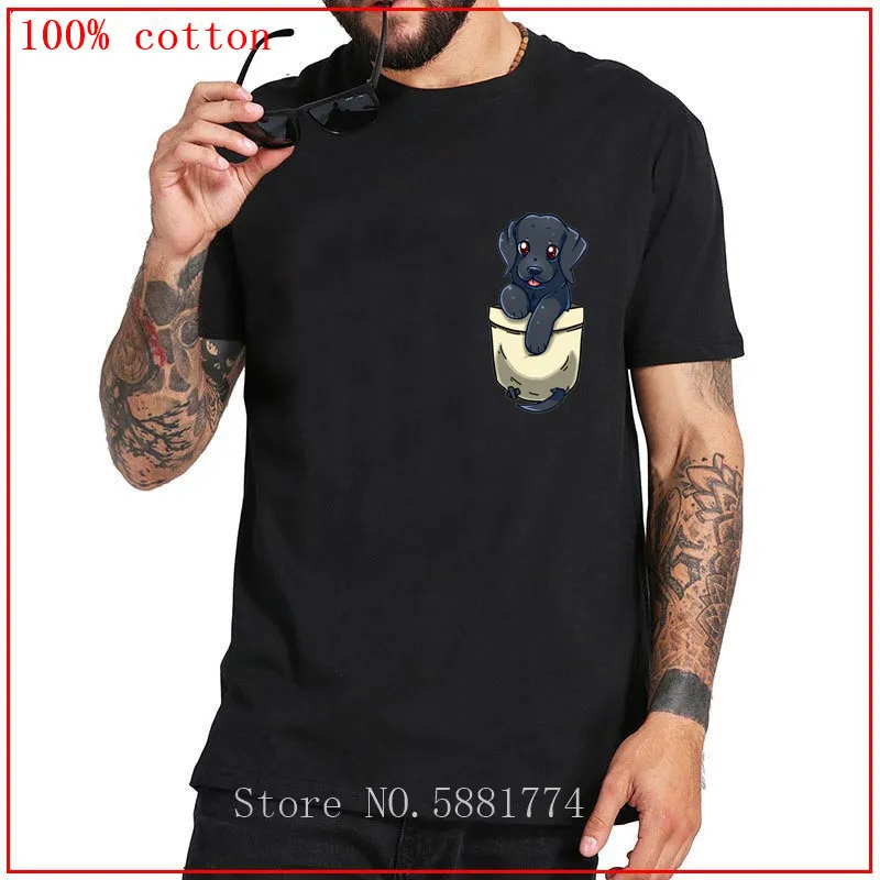 2020 Best Summer Stylish T shirt black labrador dog retriever cute Funny pocket Men T-shirt Color diversified T-shirts | Мужская одежда