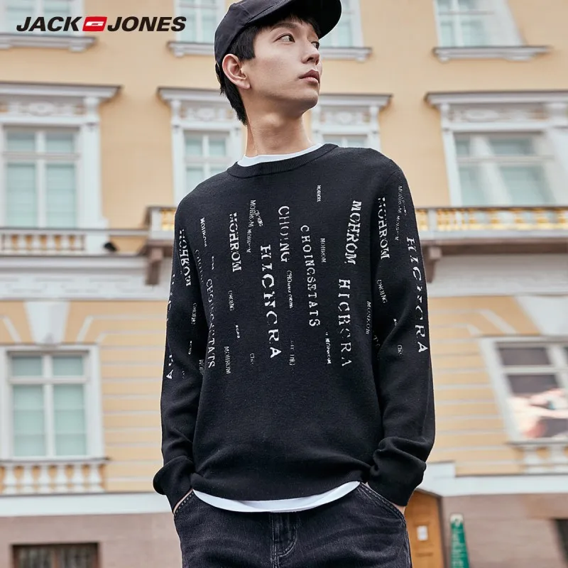 Мужской свитер с круглым вырезом JackJones уличная одежда буквенным принтом 219324512 |