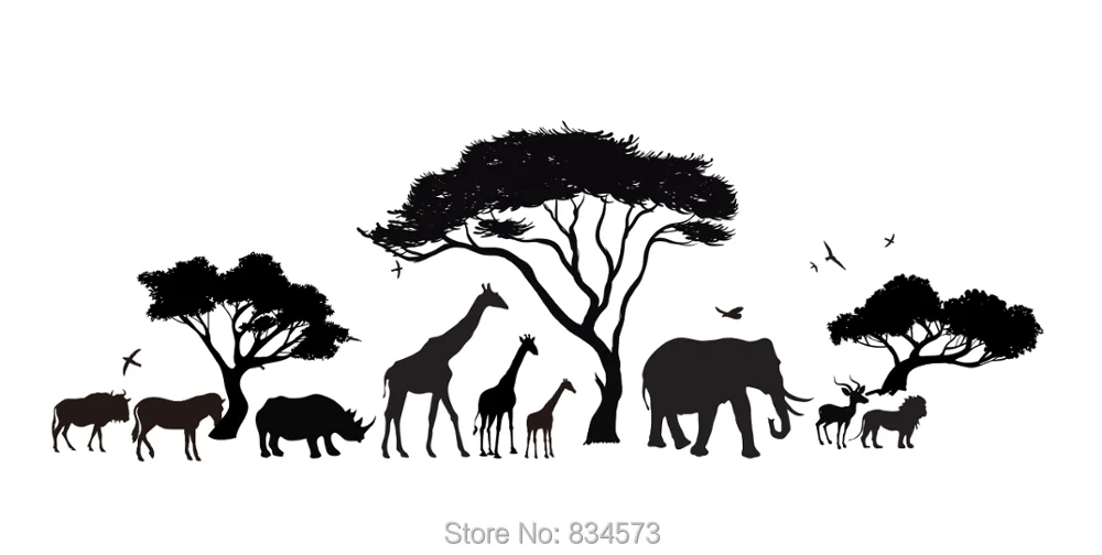 Сумасшедший мир-африканский сафари слон Животное Жираф настенные