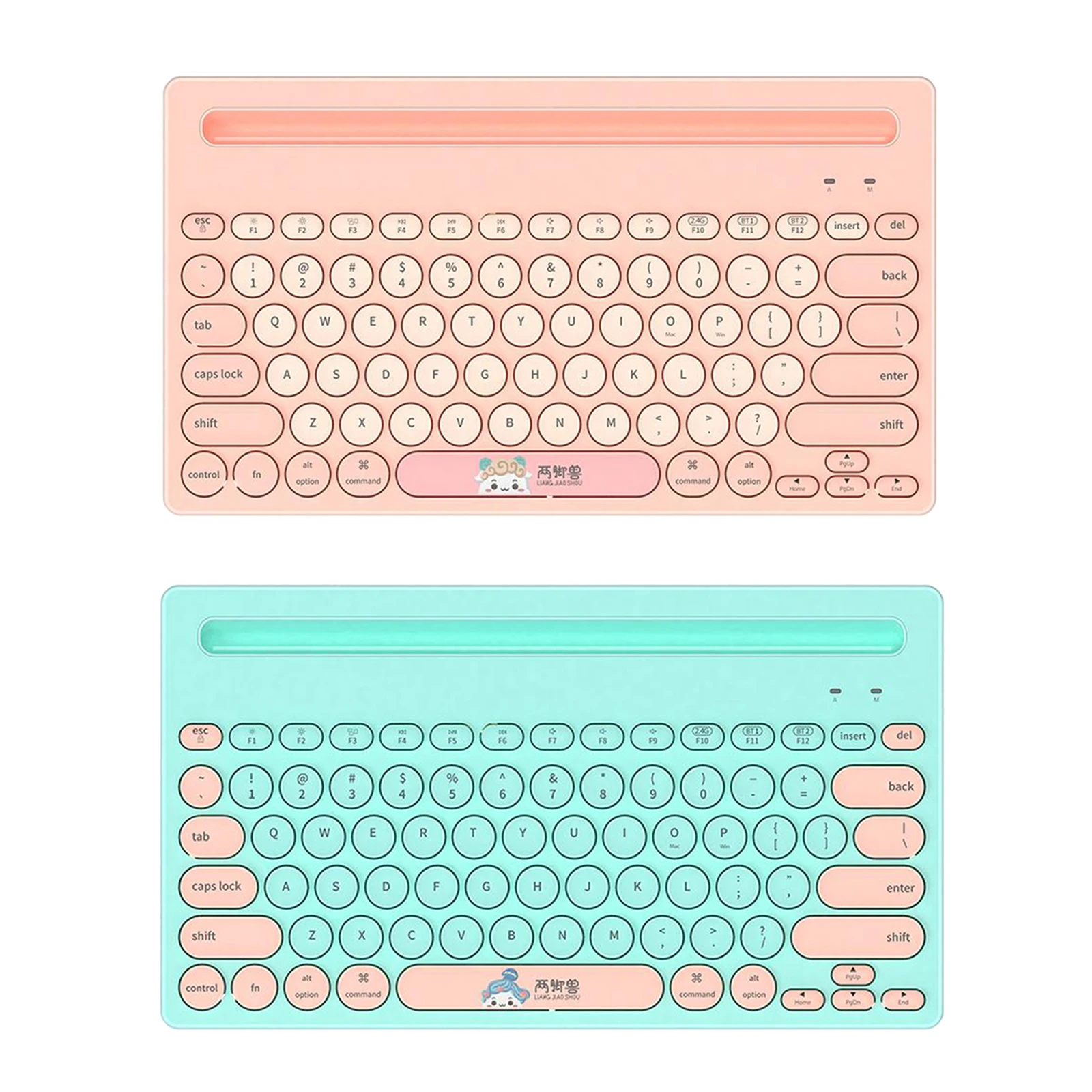 

Gaming Bluetooth 2.4G Wireless Keyboard with Mouse Pad Retro Round Key for PC Laptop