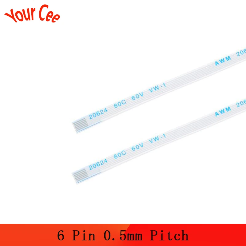 10 шт. 6 контактный Гибкий плоский кабель FPC/FFC с шагом 0 5 мм длиной 6/10/15/20/25/30/40 см