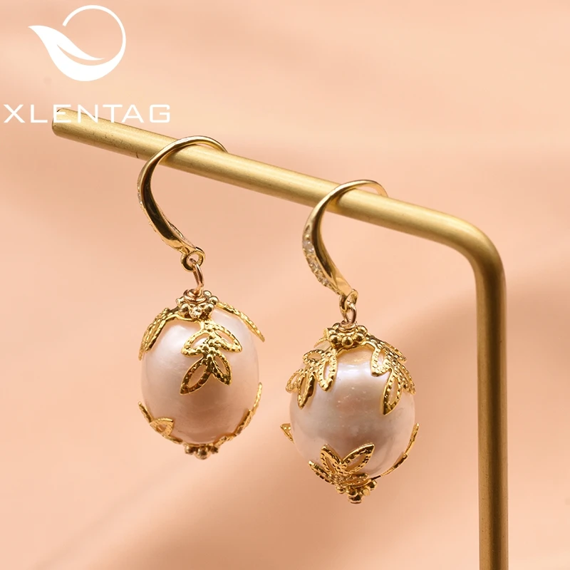 Женские серьги с растительным цветком XlentAg круглые серьги-Крючки из натурального