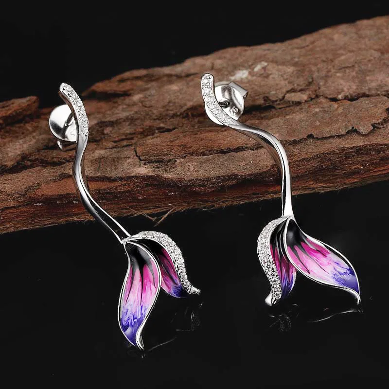 Женские Разноцветные серьги гвоздики в форме хвоста русалки Huitan стильные