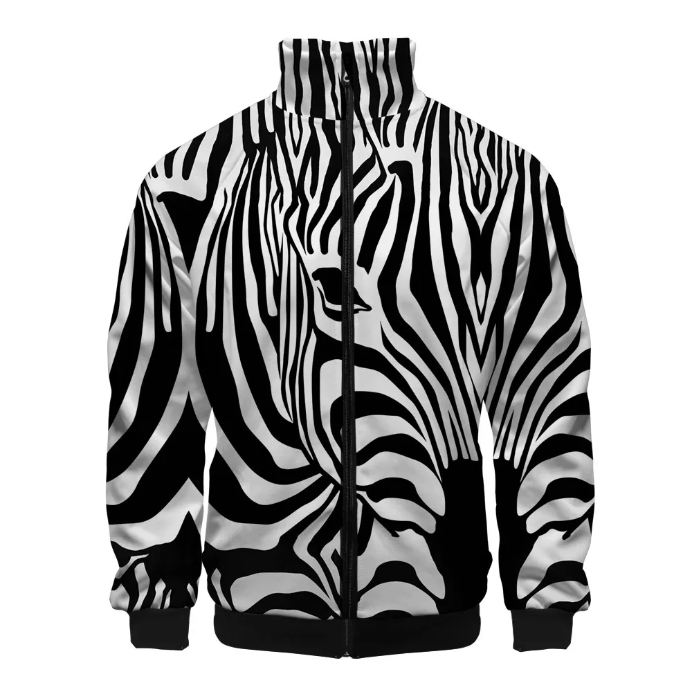 

Couple funny animal 3D printing zebra sportswear stand-up collar zipper unisex long-sleeved jacket casual streetwear xxs-4xl