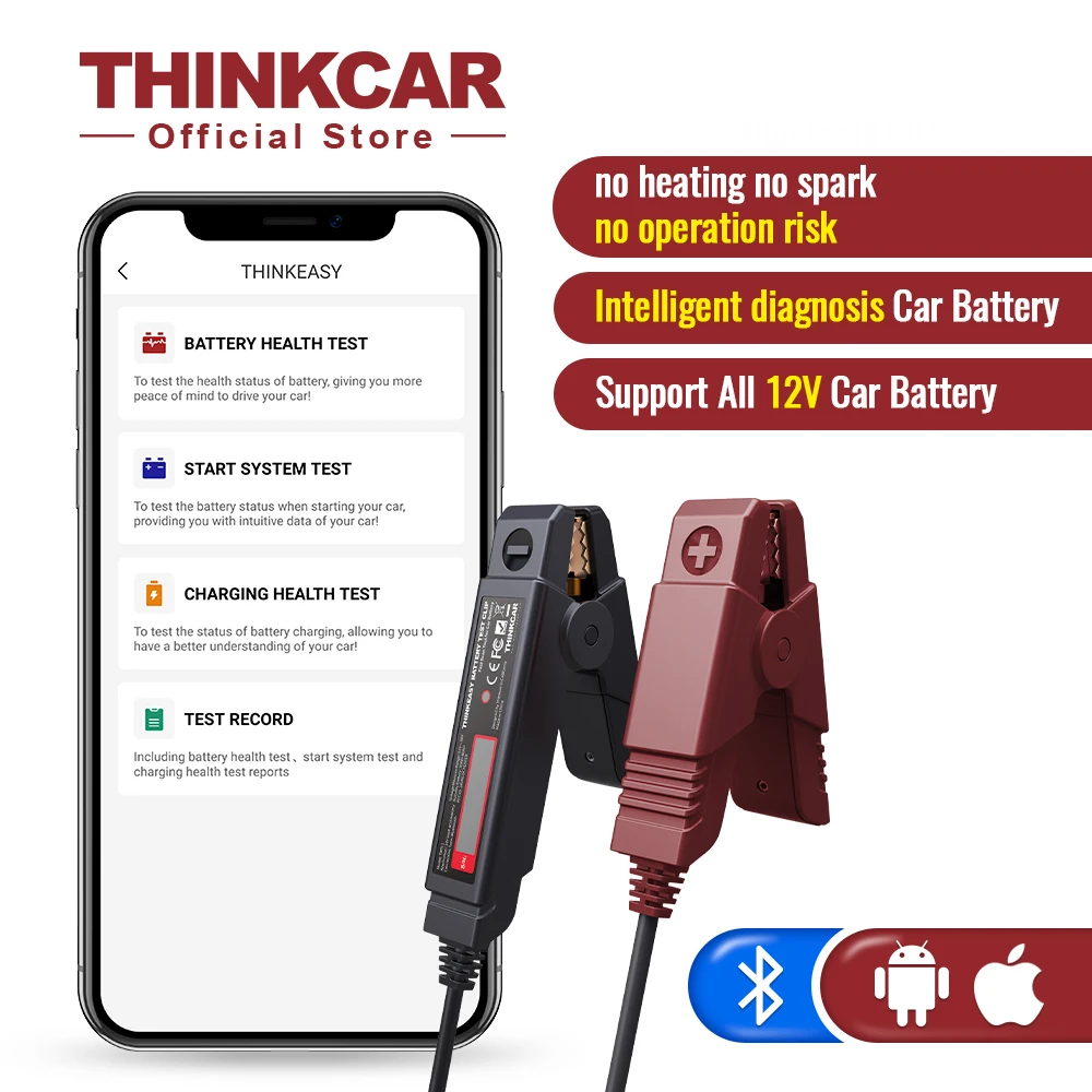 

THINKCAR Thinkeasy Автомобильный анализатор аккумулятора, анализатор двигателя 12 В, тест аккумулятора напряжения, беспроводной Bluetooth автомобильный...