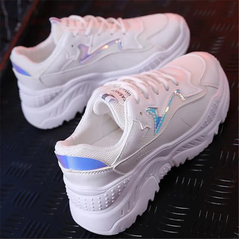 

New White Sneakers Women Shoes Ulzzang Chunky Sneakers Platform Vulcanize Shoes Woman Tenis Feminino Breathable Mesh Dad Shoes
