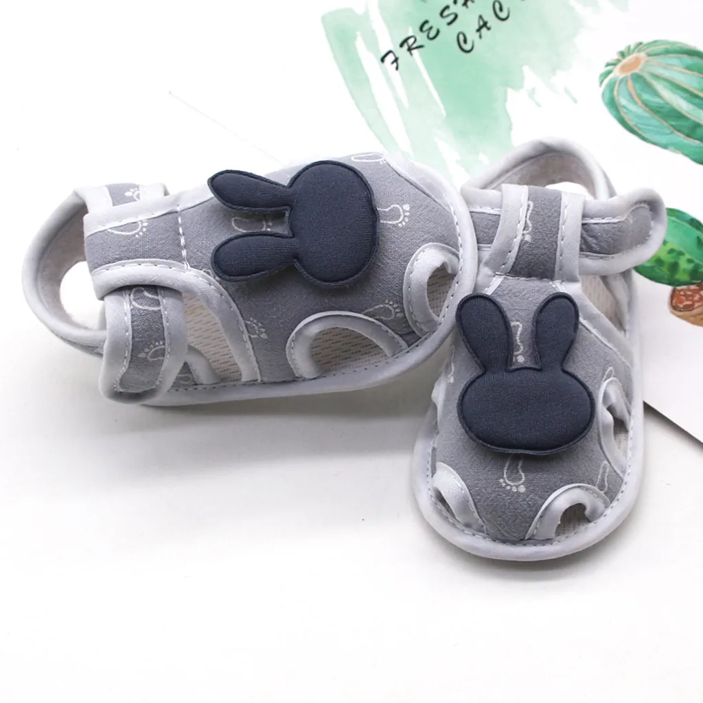 Сандалии для новорожденных девочек и мальчиков с принтом кролика мягкая обувь