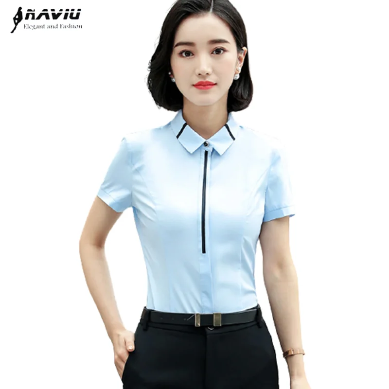 Naviu элегантная женская летняя обувь рубашка Новые Формальные Блузы с коротким