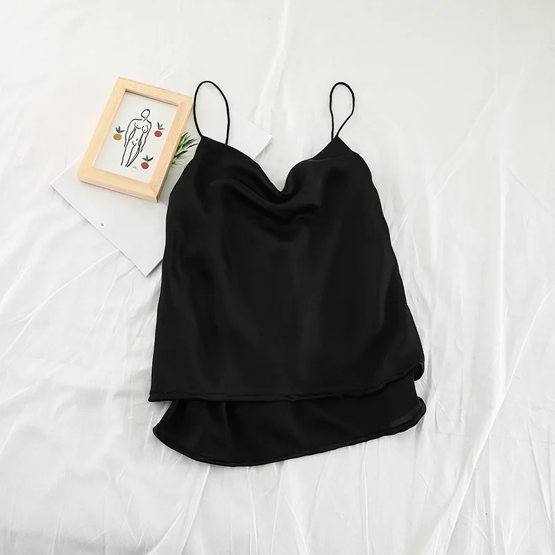 Женский Атласный топ на тонких бретельках Pearl Diary офисный однотонный Гладкий с