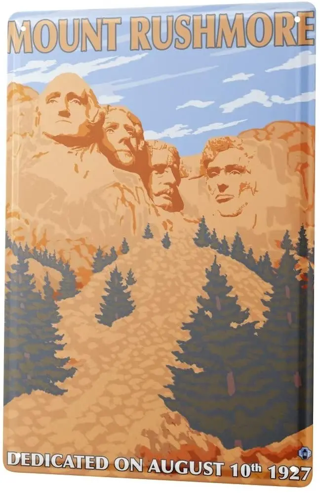 

Tin Sign Metal Plate Decorative Sign Home Decor Plaques Globetrotter Mount Rushmore