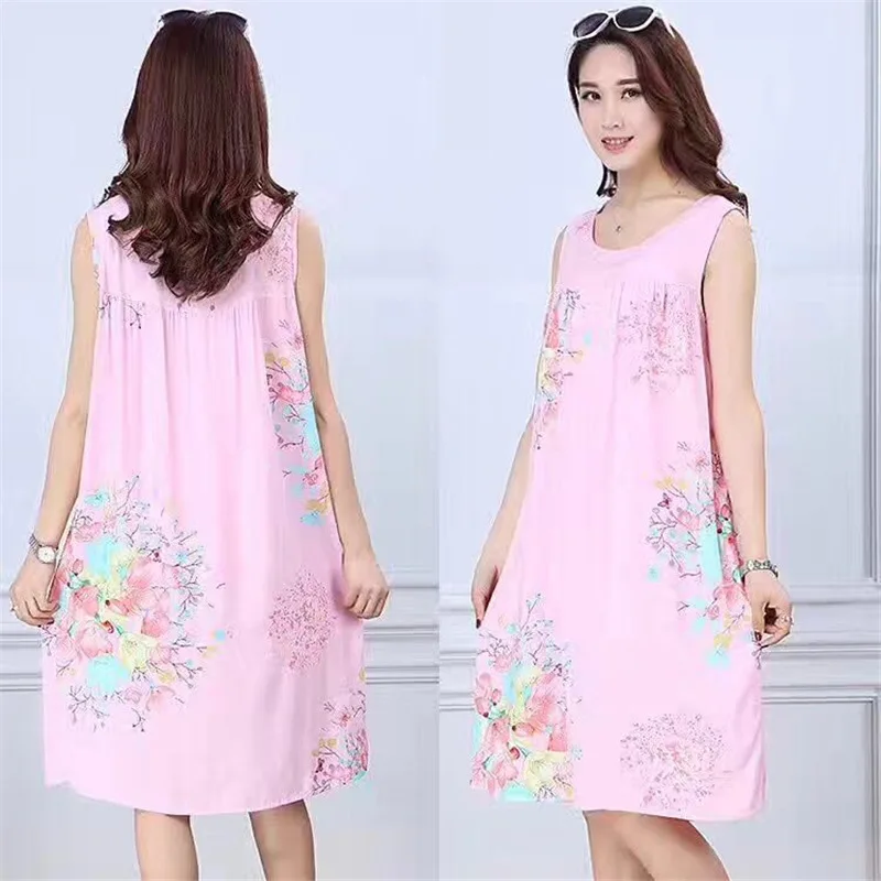 Летняя женская ночная рубашка из чистого хлопка и шелка для взрослых женщин