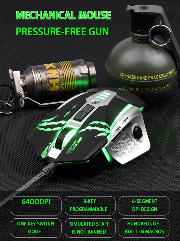 

Hardware Macro Game Free Drive Pressure Gun Mobile Game E-sports Game Mouse Notebook Desktop Gaming Mouse Gamer Laptops