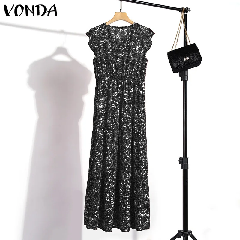 VONDA 2021 женское платье-майка Сезон лето пикантные V образным вырезом без рукавов в
