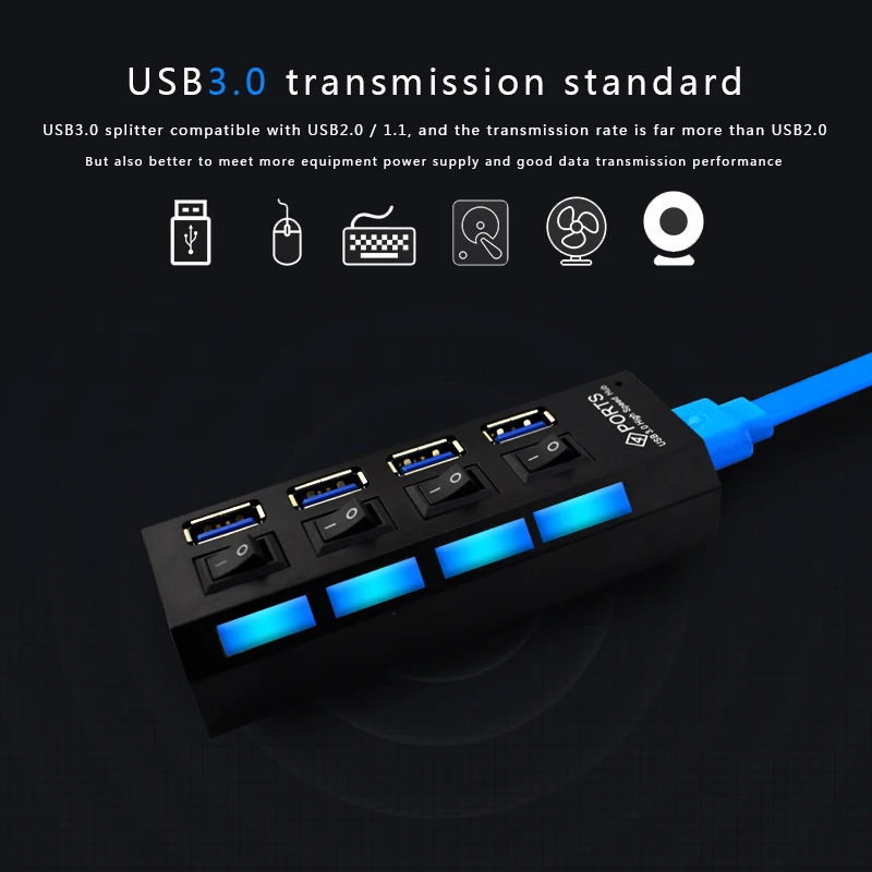 Высокоскоростной Micro Mini 4 порта 2,0 usb-хаб сплиттер адаптер для ноутбука ПК ноутбук приемник периферийные устройства для компьютера аксессуары